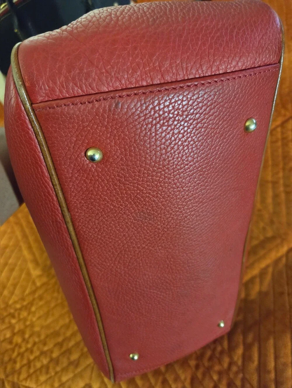 Dooney & Bourke Pebble Leather Satchel Red Brown Crossbody EUC